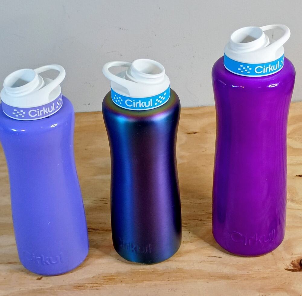 Cirkul Water Bottle Lot of 3 Purple Lavender Iridescent Stainless Steel Bundle
